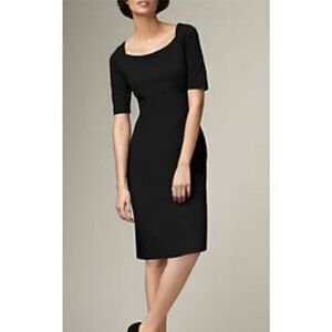 Talbots Knit Sheath Little Black Dress, Square Neck,Short Sleeve, L,  NWOT